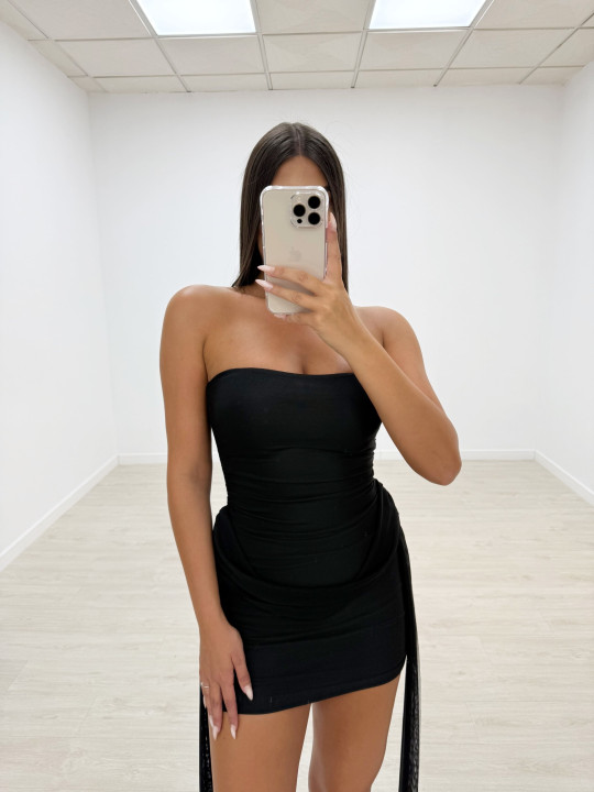 VESTIDO MINI TUL LAZADAS NEGRO VESTIDO MINI TUL LAZADAS NEGRO